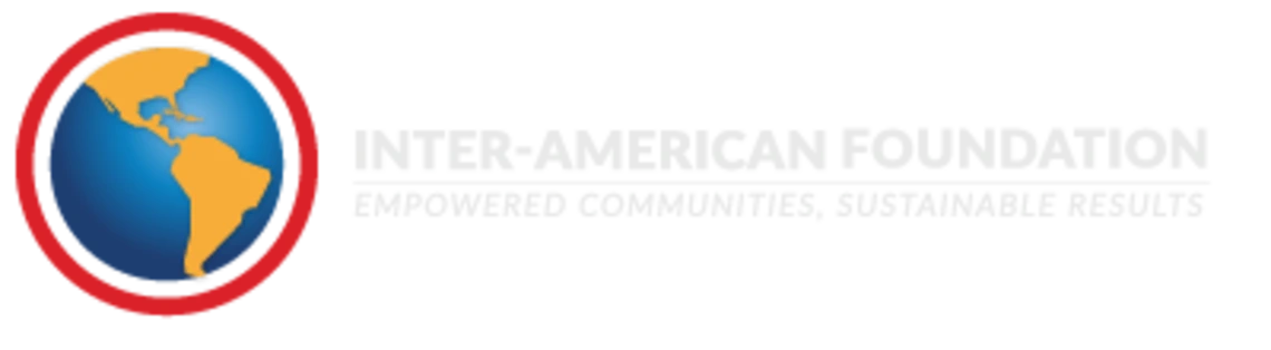 An illustration of earth surrounded by a red line with the words Inter-American Foundation : Empowered Communities, Sustainable Results written to the right of it